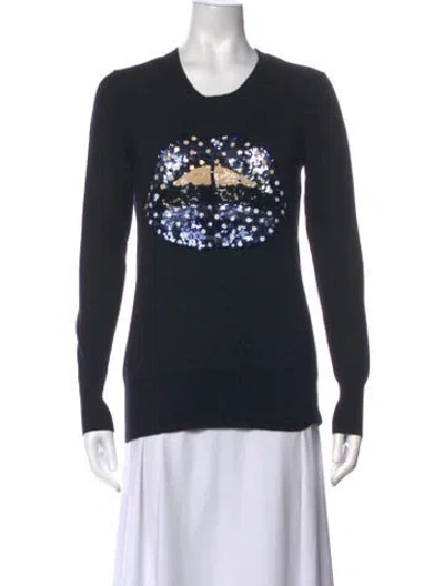 Pre-owned Markus Lupfer Merino Wool Graphic Print Sweater In Black
