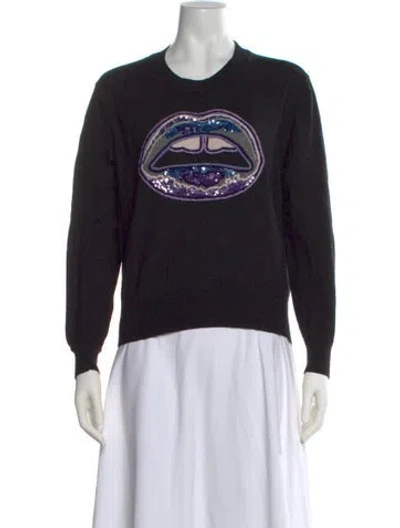 Pre-owned Markus Lupfer Merino Wool Graphic Print Sweater In Blue