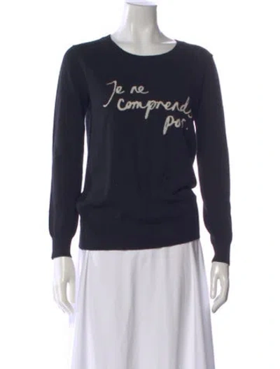 Pre-owned Markus Lupfer Merino Wool Graphic Print Sweater In Blue