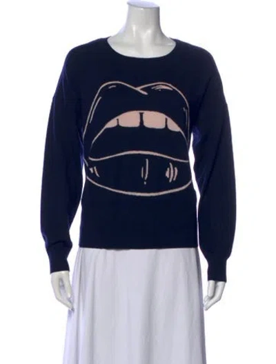 Pre-owned Markus Lupfer Merino Wool Graphic Print Sweater In Blue