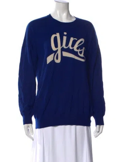 Pre-owned Markus Lupfer Merino Wool Graphic Print Sweater In Blue