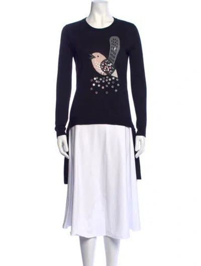 Pre-owned Markus Lupfer Merino Wool Graphic Print Sweater In Blue