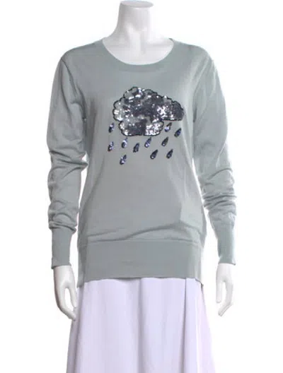 Pre-owned Markus Lupfer Merino Wool Graphic Print Sweater In Blue