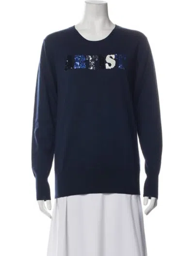 Pre-owned Markus Lupfer Merino Wool Graphic Print Sweater In Blue