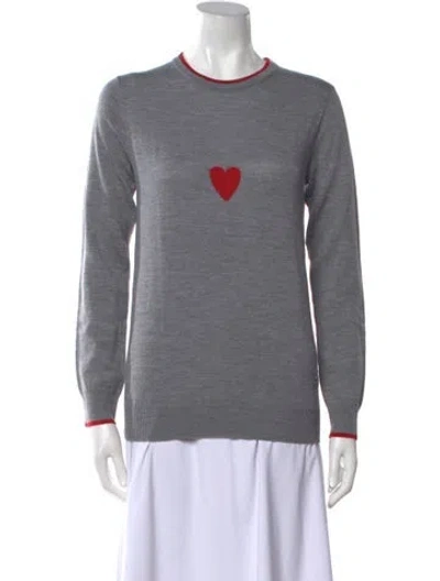 Pre-owned Markus Lupfer Merino Wool Graphic Print Sweater In Gray