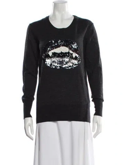 Pre-owned Markus Lupfer Merino Wool Graphic Print Sweater In Gray