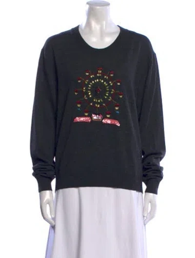 Pre-owned Markus Lupfer Merino Wool Graphic Print Sweater In Gray