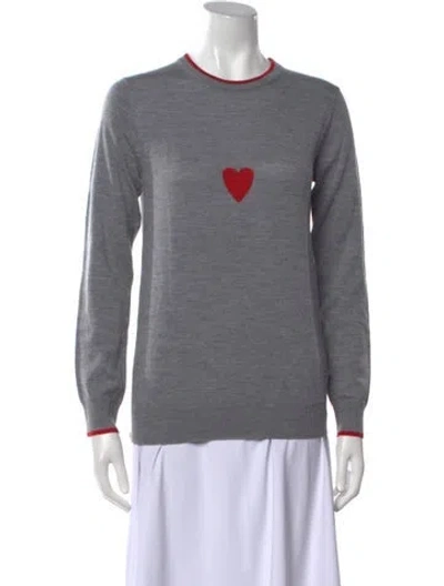 Pre-owned Markus Lupfer Merino Wool Graphic Print Sweater In Gray