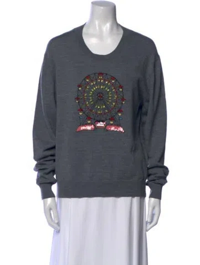 Pre-owned Markus Lupfer Merino Wool Graphic Print Sweater In Gray