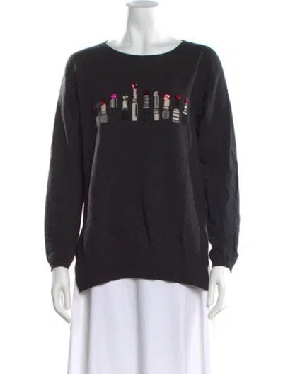 Pre-owned Markus Lupfer Merino Wool Graphic Print Sweater In Gray