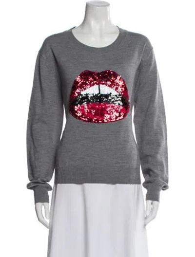 Pre-owned Markus Lupfer Merino Wool Graphic Print Sweater In Gray