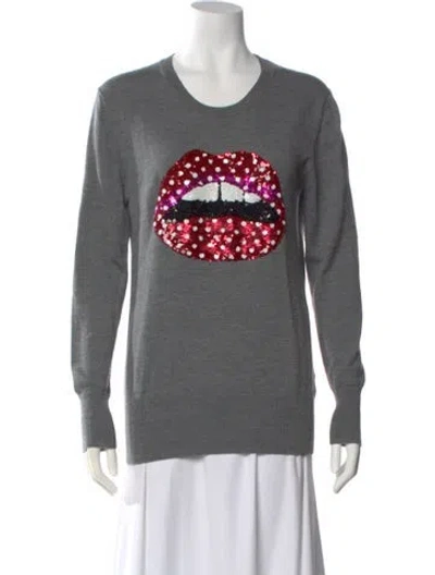 Pre-owned Markus Lupfer Merino Wool Graphic Print Sweater In Gray