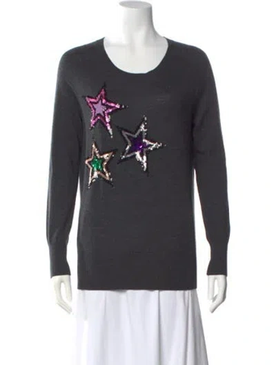 Pre-owned Markus Lupfer Merino Wool Graphic Print Sweater In Gray