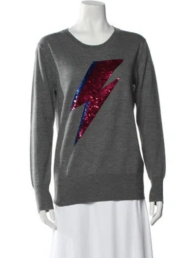Pre-owned Markus Lupfer Merino Wool Graphic Print Sweater In Gray