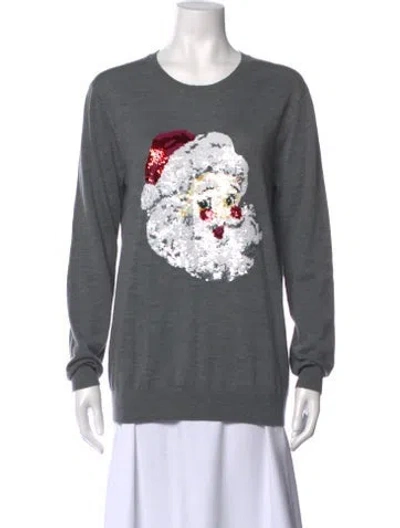 Pre-owned Markus Lupfer Merino Wool Graphic Print Sweater In Gray