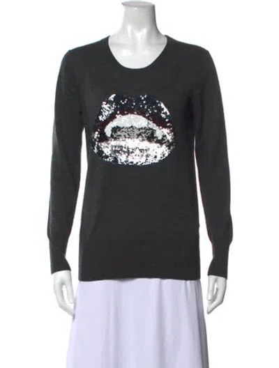 Pre-owned Markus Lupfer Merino Wool Graphic Print Sweater In Grey