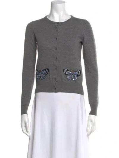 Pre-owned Markus Lupfer Merino Wool Graphic Print Sweater In Grey