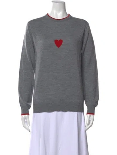 Pre-owned Markus Lupfer Merino Wool Graphic Print Sweater In Grey