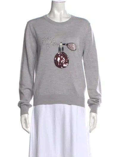 Pre-owned Markus Lupfer Merino Wool Graphic Print Sweater In Grey