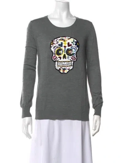 Pre-owned Markus Lupfer Merino Wool Graphic Print Sweater In Grey
