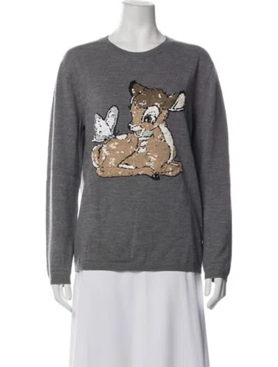 Pre-owned Markus Lupfer Merino Wool Graphic Print Sweater In Grey