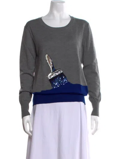 Pre-owned Markus Lupfer Merino Wool Graphic Print Sweater In Grey