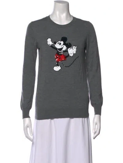 Pre-owned Markus Lupfer Merino Wool Graphic Print Sweater In Grey/pink