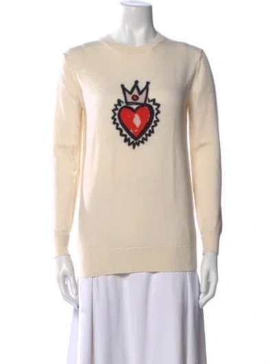 Pre-owned Markus Lupfer Merino Wool Graphic Print Sweater In Neutral