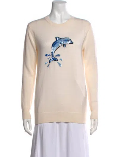 Pre-owned Markus Lupfer Merino Wool Graphic Print Sweater In Neutrals