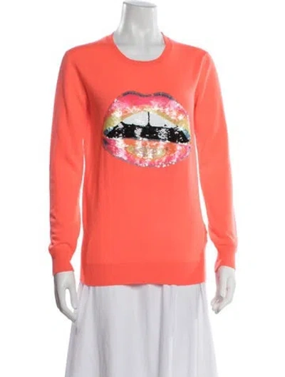 Pre-owned Markus Lupfer Merino Wool Graphic Print Sweater In Orange