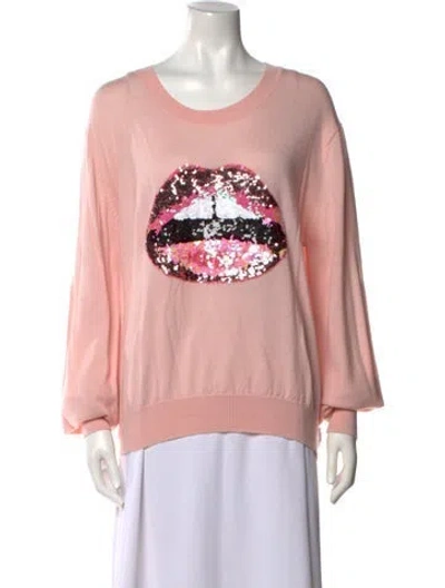 Pre-owned Markus Lupfer Merino Wool Graphic Print Sweater In Pink