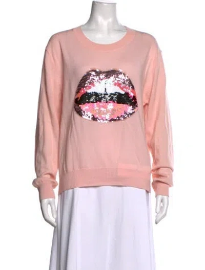 Pre-owned Markus Lupfer Merino Wool Graphic Print Sweater In Pink