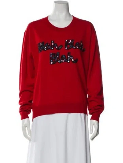 Pre-owned Markus Lupfer Merino Wool Graphic Print Sweater In Red