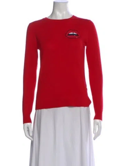 Pre-owned Markus Lupfer Merino Wool Graphic Print Sweater In Red