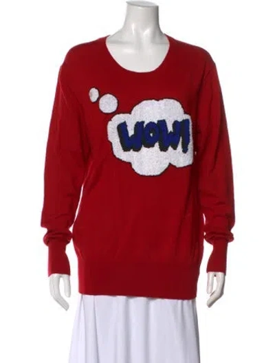 Pre-owned Markus Lupfer Merino Wool Graphic Print Sweater In Red