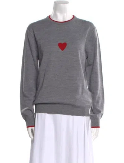 Pre-owned Markus Lupfer Merino Wool Graphic Print Sweater W/ Tags In Gray