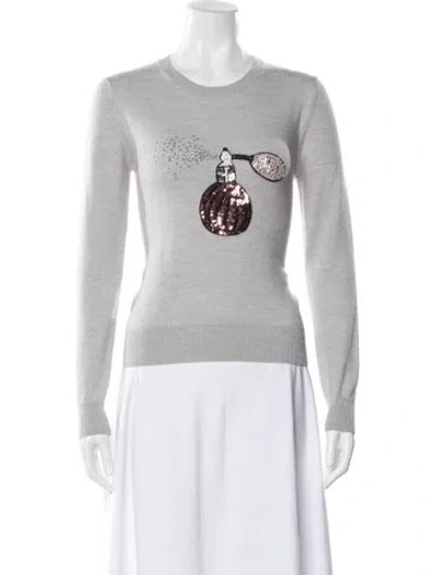 Pre-owned Markus Lupfer Merino Wool Graphic Print Sweater In White