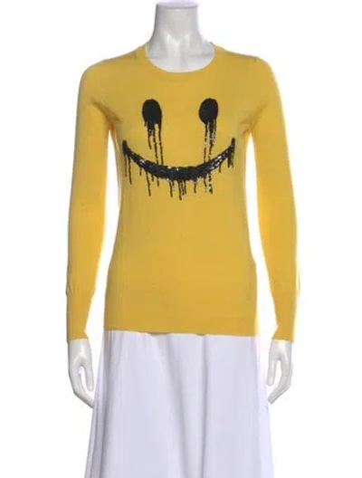 Pre-owned Markus Lupfer Merino Wool Graphic Print Sweater In Yellow