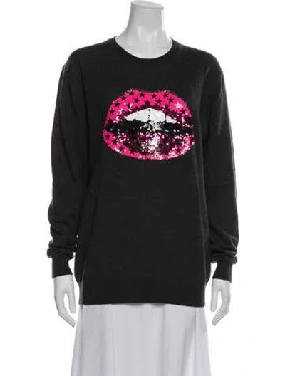 Pre-owned Markus Lupfer Merino Wool Graphic Print Top In Gray