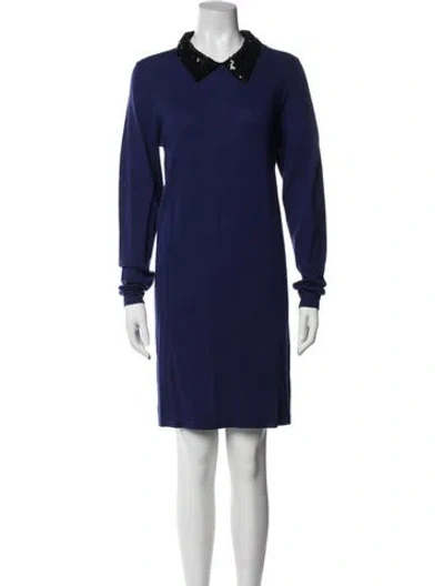 Pre-owned Markus Lupfer Merino Wool Knee-length Dress W/ Tags In Blue