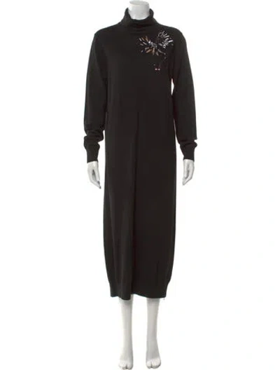 Pre-owned Markus Lupfer Merino Wool Long Dress In Black