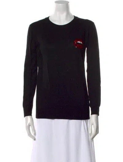Pre-owned Markus Lupfer Merino Wool Scoop Neck Sweater In Black