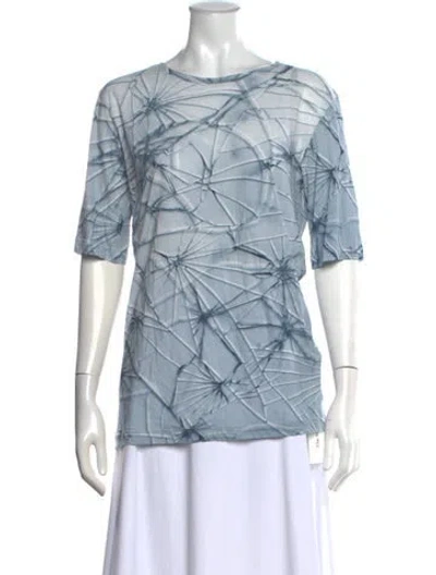 Pre-owned Markus Lupfer Printed Crew Neck Top W/ Tags In Blue