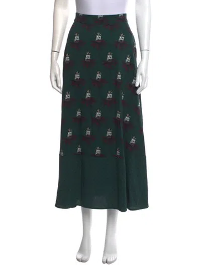 Pre-owned Markus Lupfer Printed Long Skirt In Green