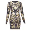 Markus Lupfer Sequins Merino Wool Striped Sweater Dress In Black