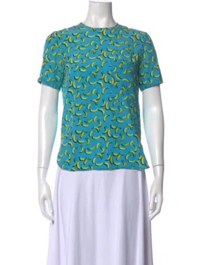 Pre-owned Markus Lupfer Silk Graphic Print T-shirt In Blue