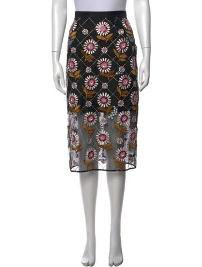 Pre-owned Markus Lupfer Silk Midi Length Skirt In Multicolor