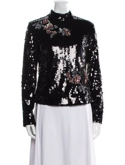 Pre-owned Markus Lupfer Silk Mock Neck Blouse W/ Tags In Black