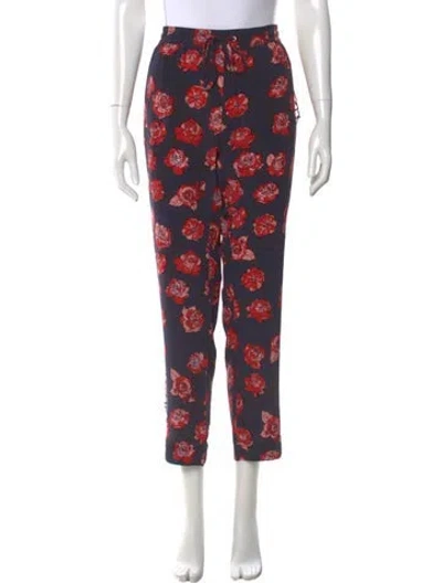 Pre-owned Markus Lupfer Silk Straight Leg Pants In Blue