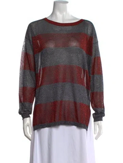 Pre-owned Markus Lupfer Striped Crew Neck Top In Red